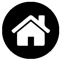 White house icon inside a black circle, representing home or homepage link