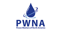 Logo for Power Washers of North America: dark blue water drop with surrounding rings, PWNA text below.