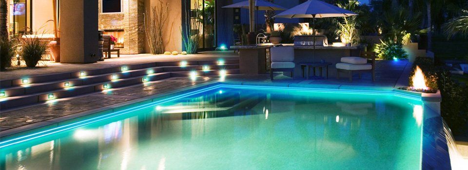 Swimming pool with patio lights