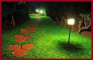 Pathway with solar powered lights