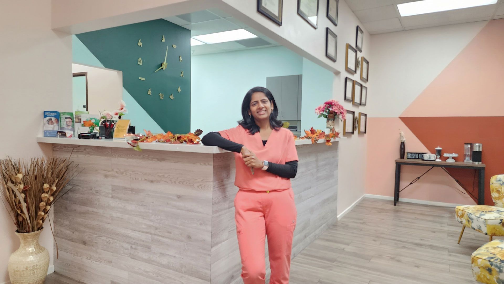 dentist smiling on the reception