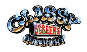 Logo for Classy Screens in Queens, NY; features text with a diamond-like sparkle effect, the word "Screens" highlighted.