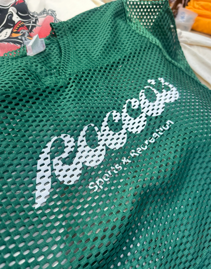 Green mesh sports jersey with 