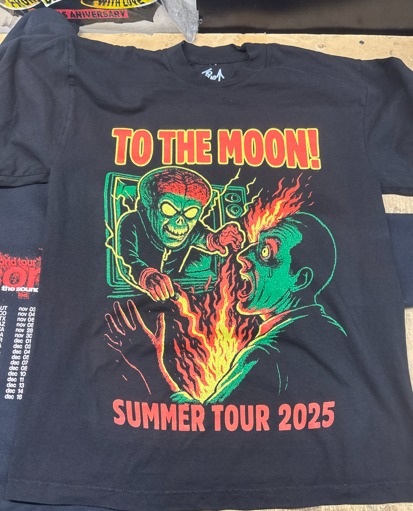 Black t-shirt with a monster graphic: 