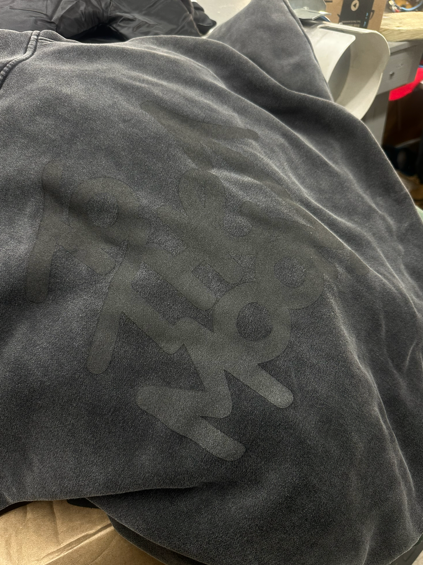 Dark grey, faded hoodie with 