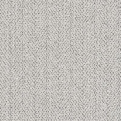 Light gray herringbone-patterned carpet, with vertical stripes formed by angled lines.