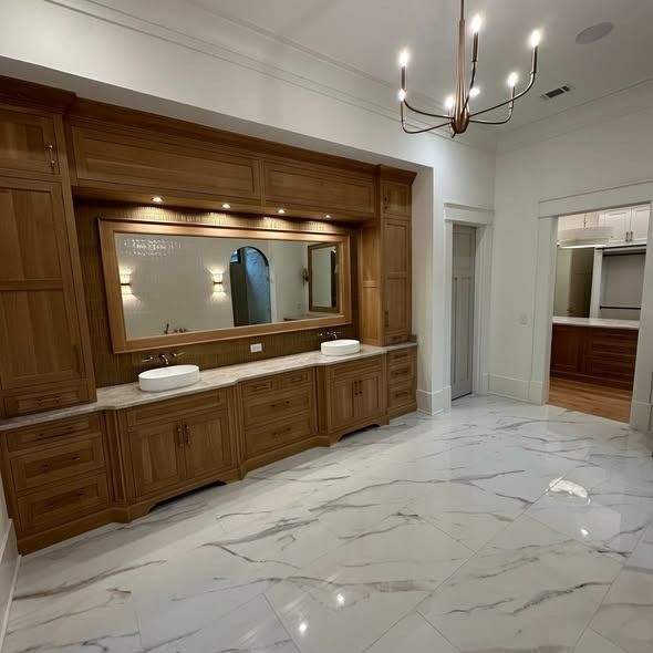 Bathroom with wooden fixtures