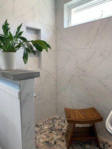 Shower area with stool