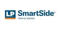 Logo for LP SmartSide trim and siding. Blue and orange colors. White background.