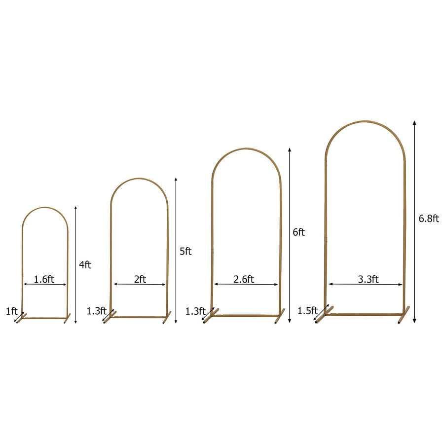 A drawing of a row of arches with measurements on a white background.