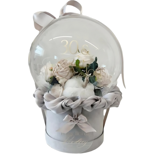 Gray bloom bubble arrangement