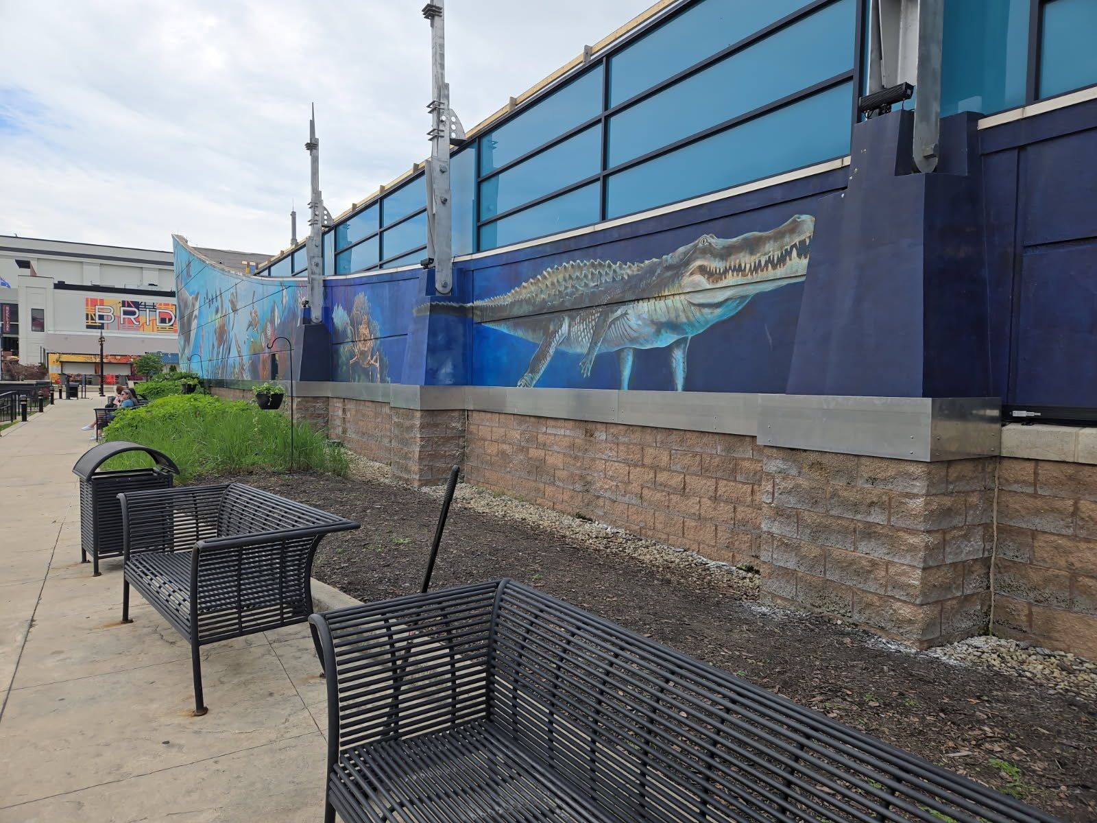 The building’s side that has lighting installed.