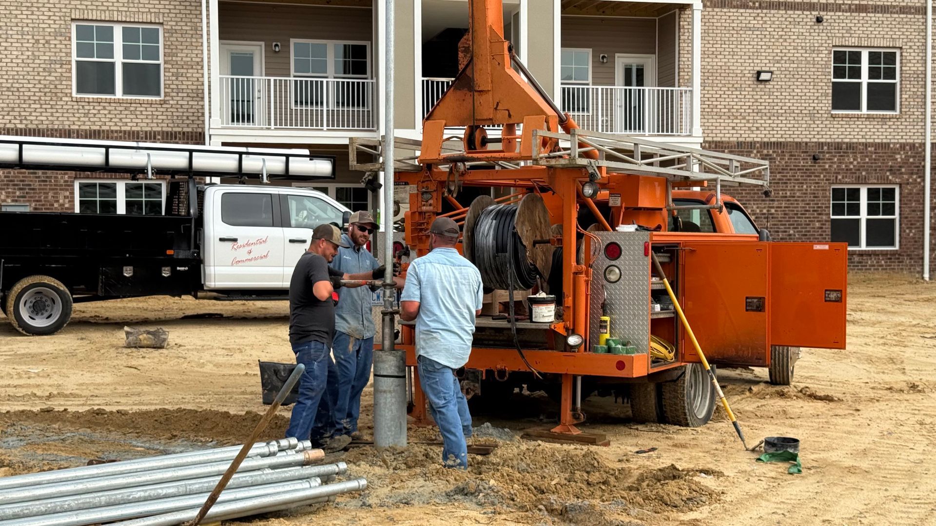 A group of men are working on a construction site.