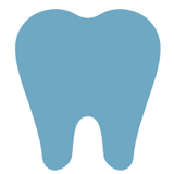 A simple, light blue icon of a tooth.