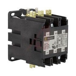 A close up of a contactor on a white background.