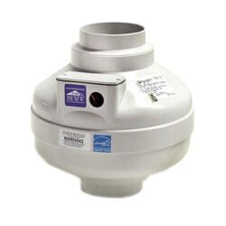 A white exhaust fan is sitting on a white surface.