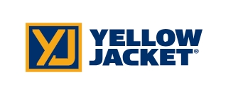 A yellow jacket logo on a white background