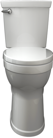 A white toilet with a closed lid, set against a blank background.