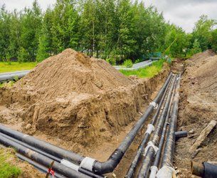 Sewer and water lines trenching