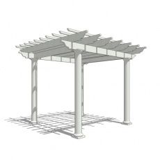 A 3d model of a pergola with columns on a white background.