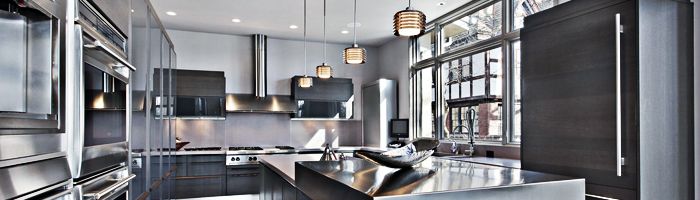 Modern kitchen lights and appliances