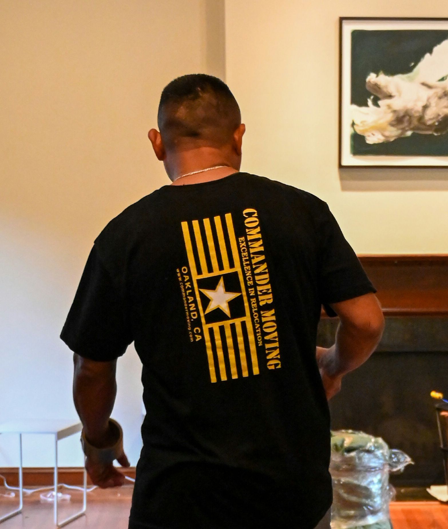 Man in black shirt with 