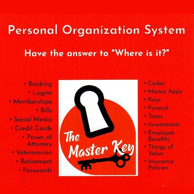 a personal organization system poster with a key in a keyhole