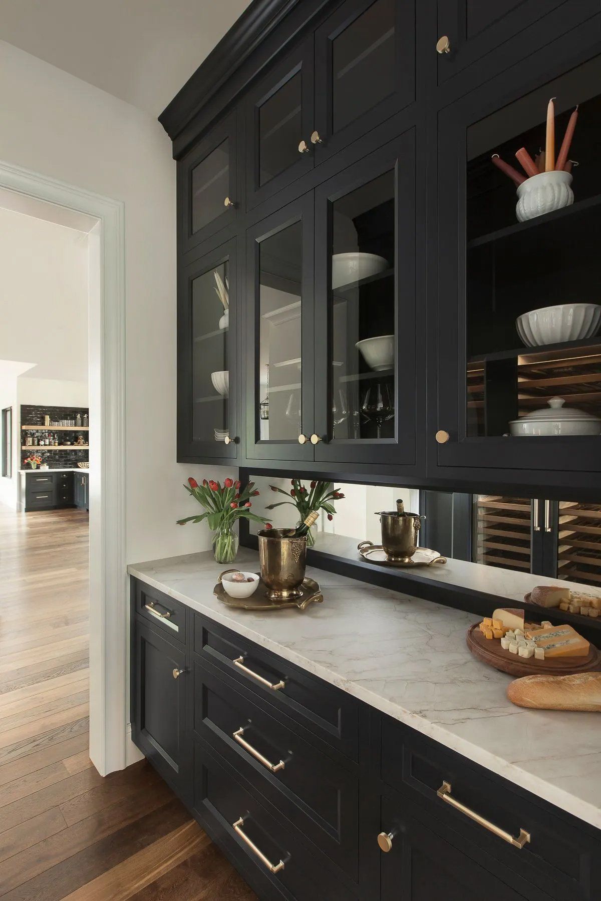 Sleek black cabinetry