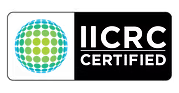 IICRC Certified logo with a blue-green globe icon and white text on black background