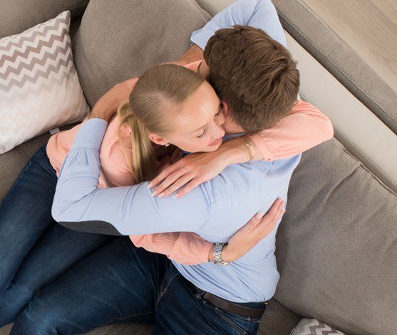 Couple hugging