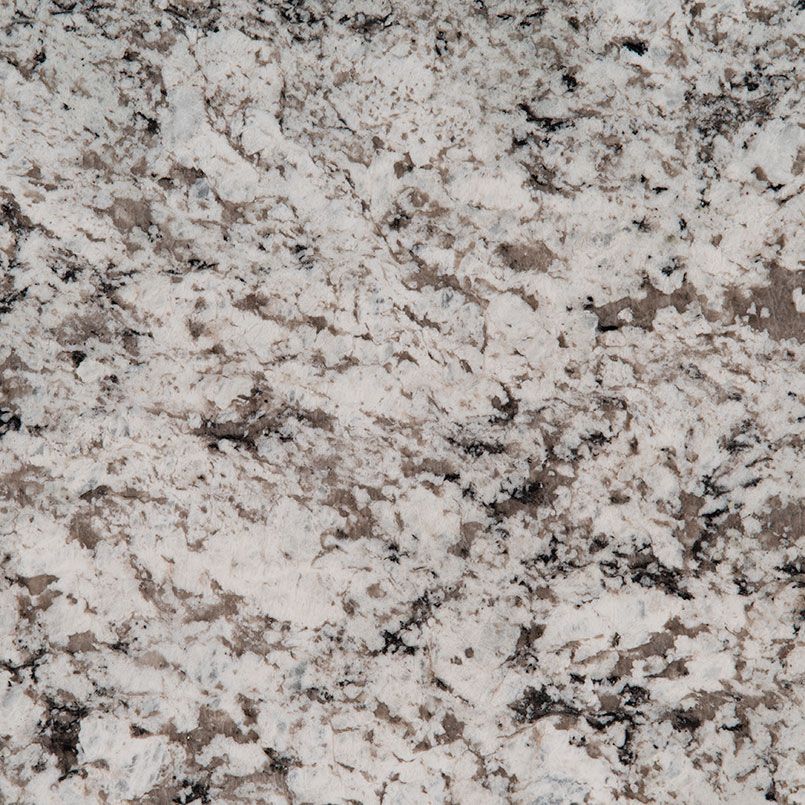 Granite countertop with white, brown, and black speckled patterns.