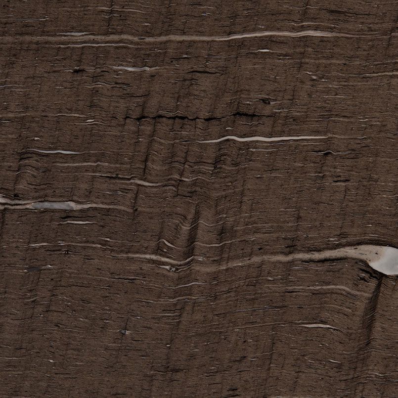 Dark brown, weathered wood grain texture with cracks and lighter-colored streaks.