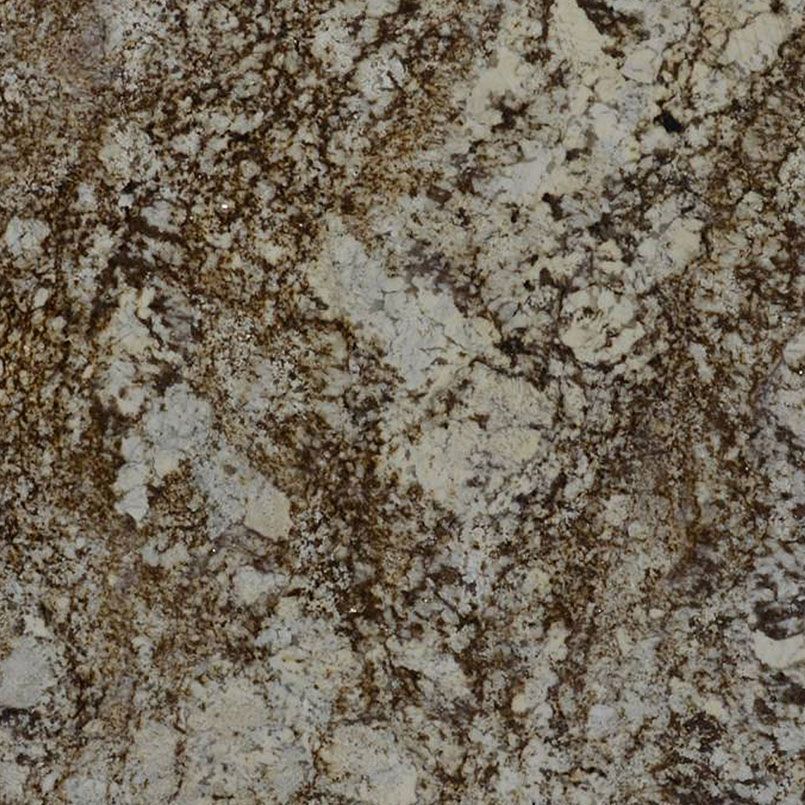 Brown and white granite surface with mottled patterns.
