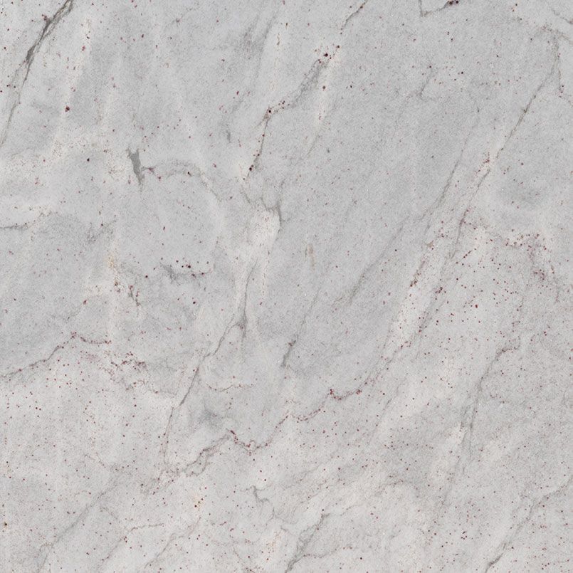 White and gray marbled stone with dark red veins.