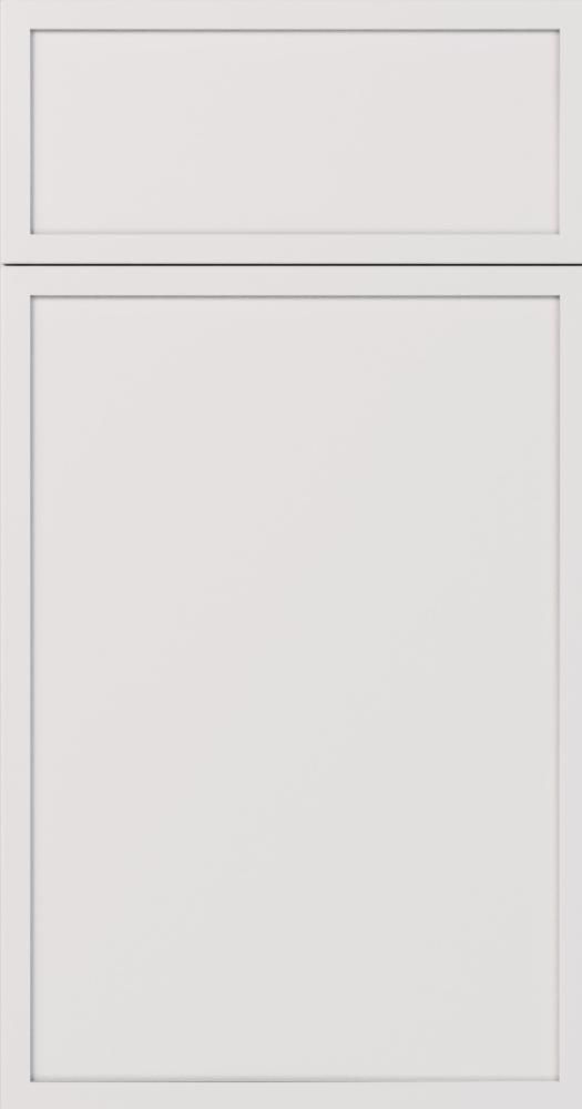 White, flat-panel cabinet door with a rectangular top panel.