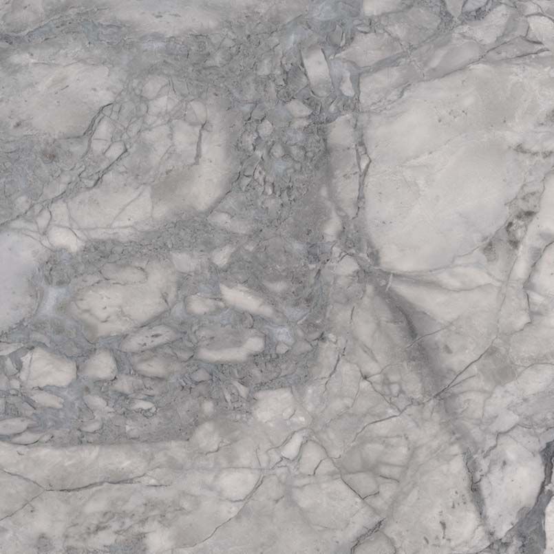Gray and white marble with veining.