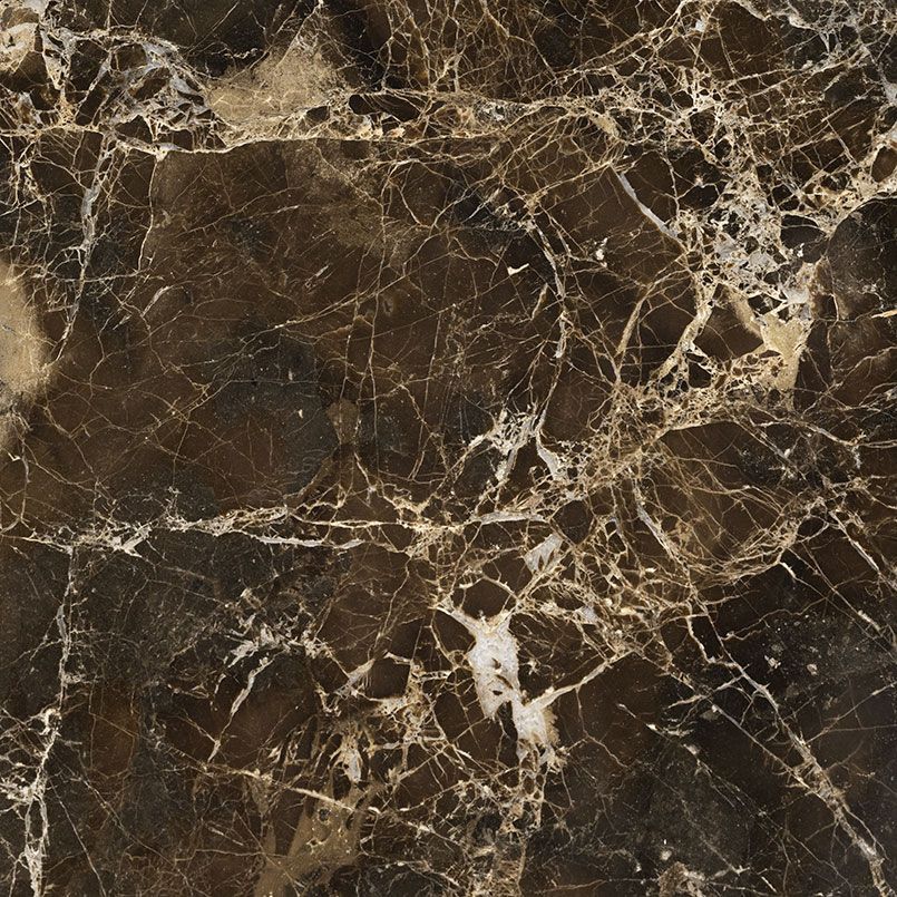 Dark brown marble surface with intricate white and gold veining.