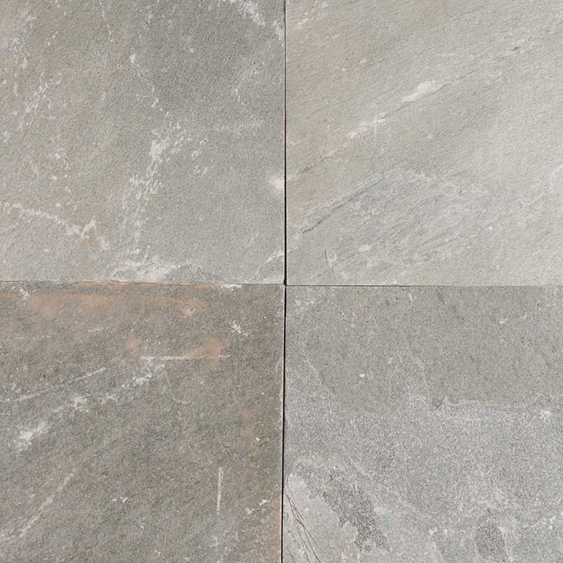 Four grey stone tiles.