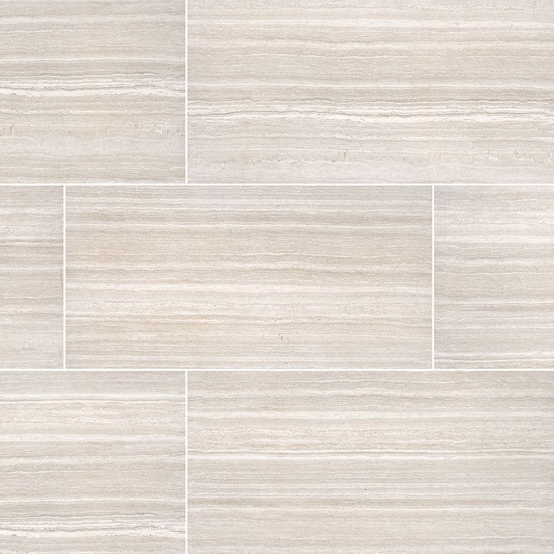 Light beige rectangular tile with subtle wood-grain pattern, arranged in a staggered layout.