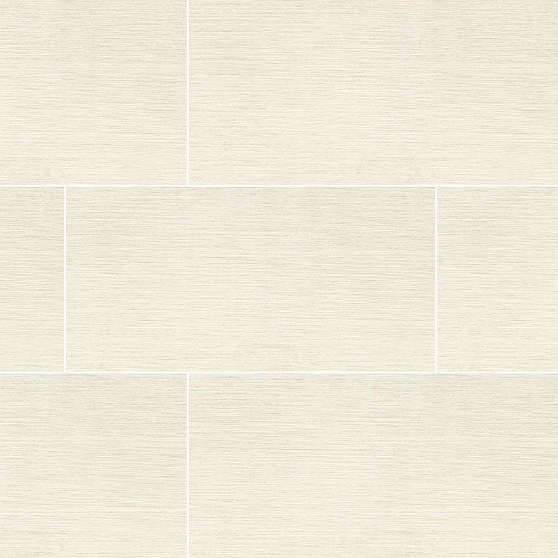 Cream-colored rectangular tiles arranged in a grid pattern. Horizontal texture lines visible. White grout lines.