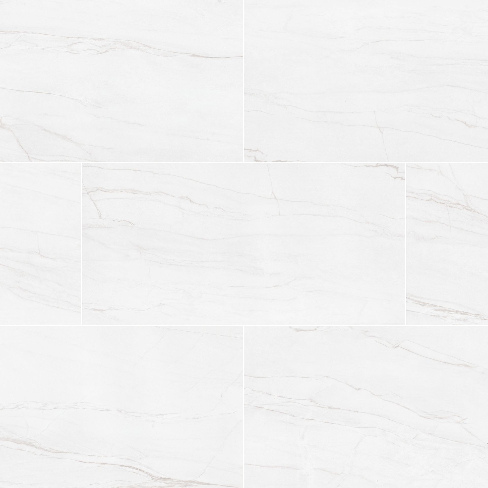 White marble-like tile flooring with subtle gray veining.