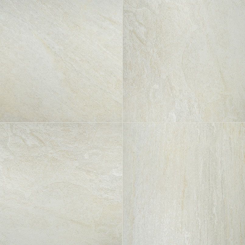 Four off-white square tiles with subtle veining and a textured surface.