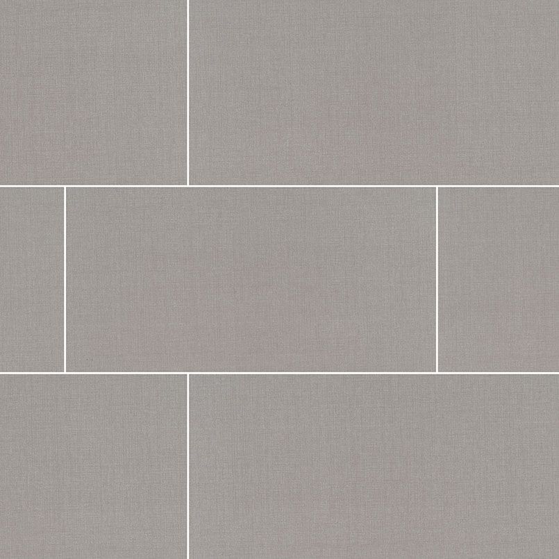 Gray rectangular tiles with white grout lines.