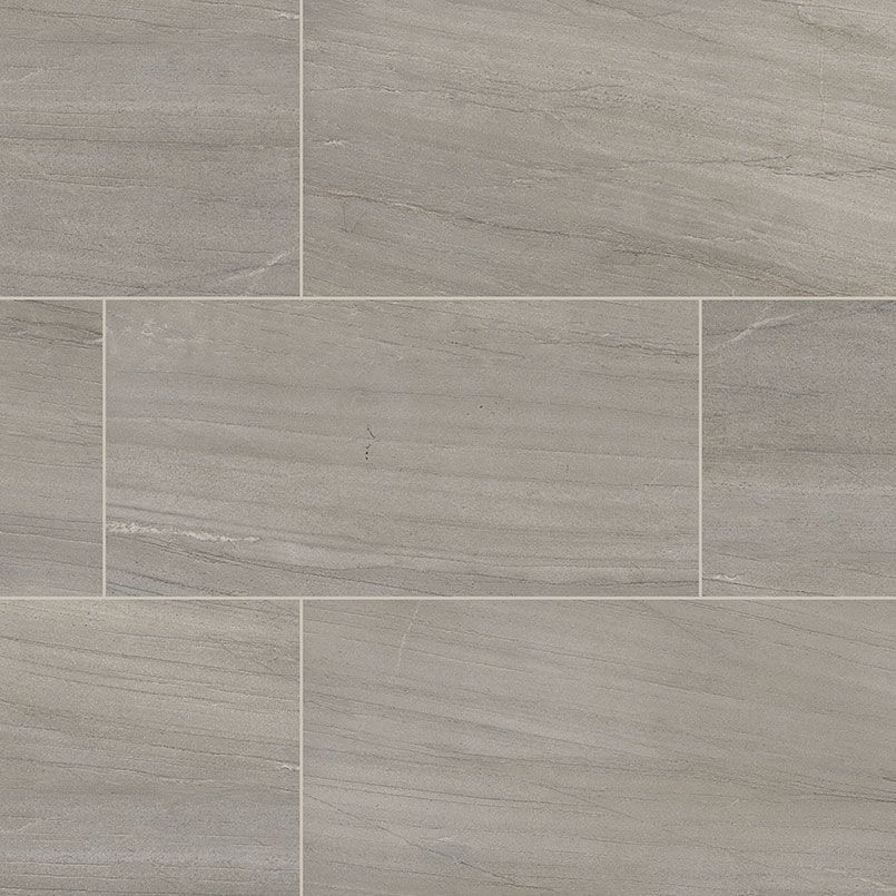 Gray rectangular ceramic tile floor.