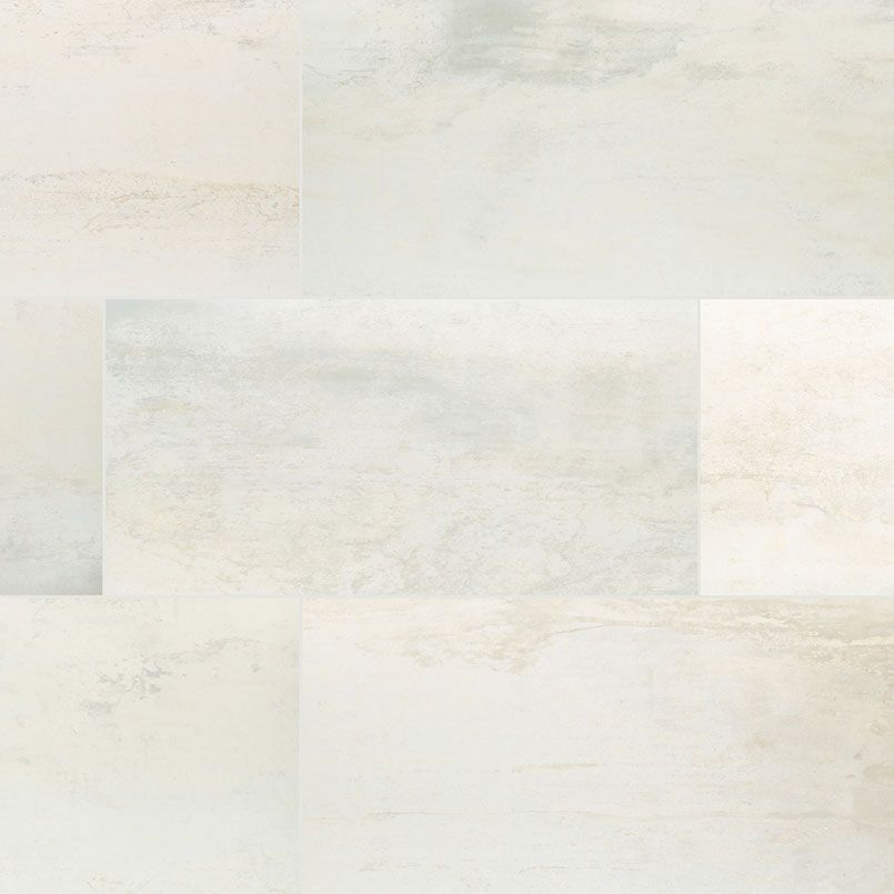 White and light beige rectangular tile pattern with a subtle, textured appearance.