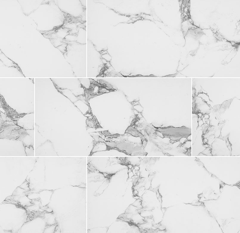 White marble tile pattern with gray veining.