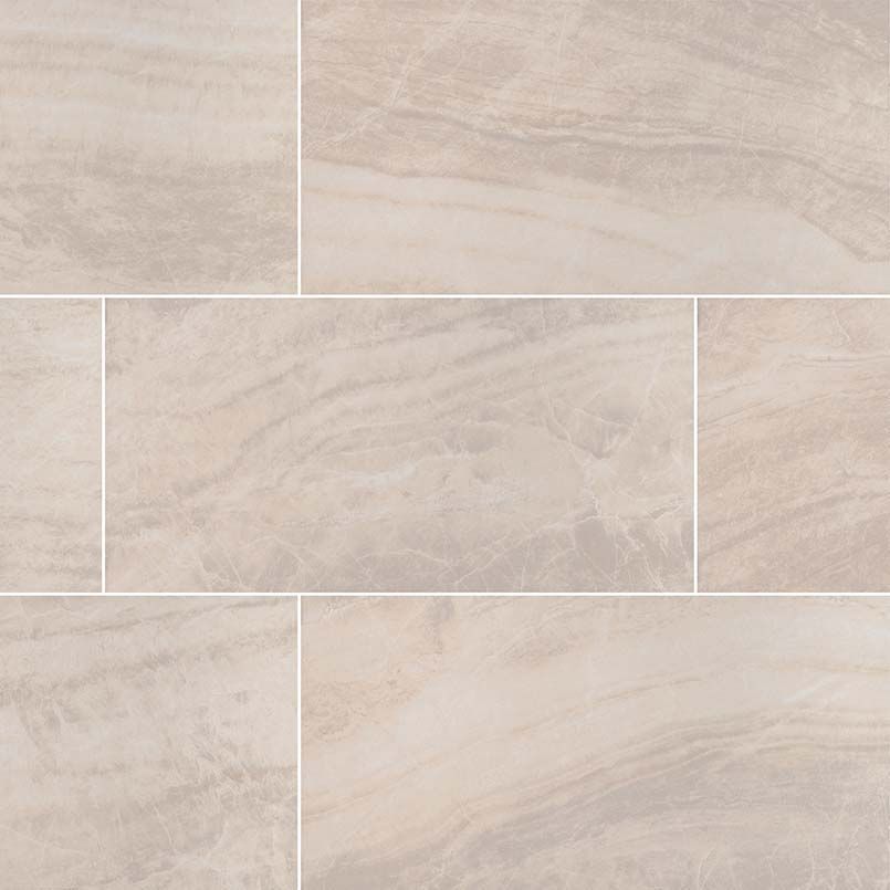 Light beige rectangular tile, marble-like pattern with subtle variations in tone, set in a grid.