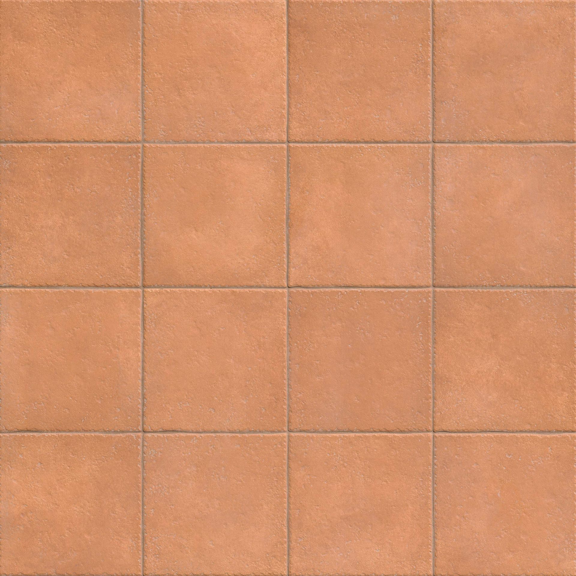 16 square terra cotta tiles in a grid pattern.