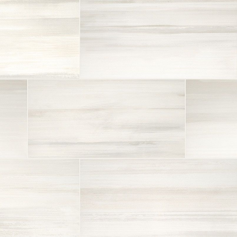 White rectangular tiles with subtle light grey veining in a pattern.
