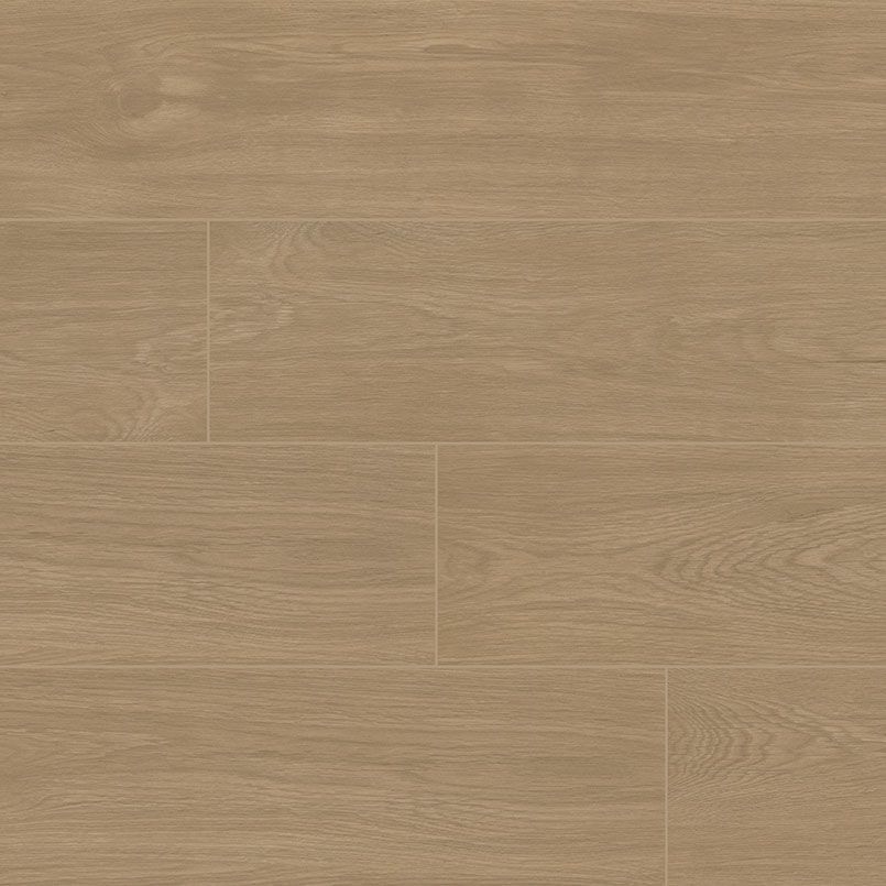 Light brown wood-look flooring with a linear grain pattern.